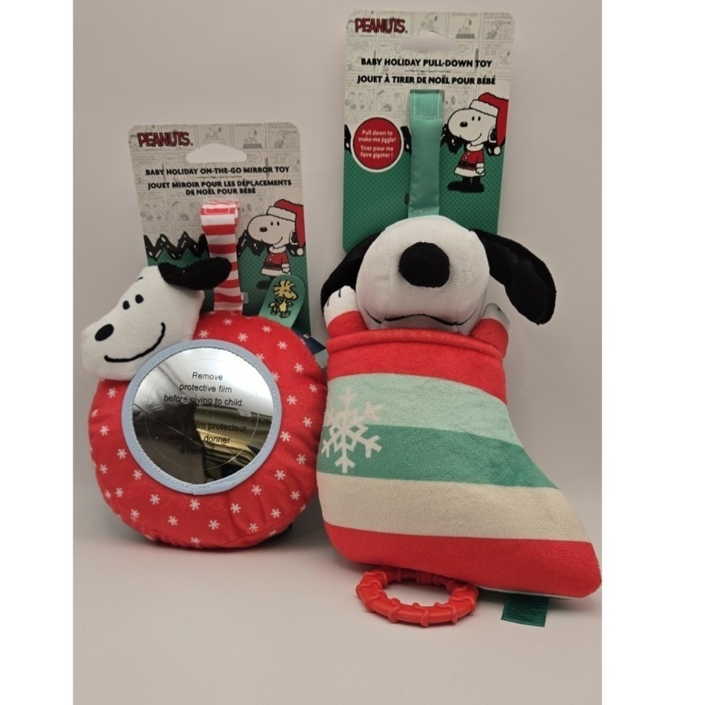 Peanuts Snoopy Baby Holiday Toy Bundle Pull Down Toy & On-The-Go Mirror New